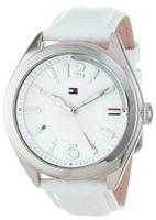 Tommy Hilfiger 1781364 Casual Sport White and Silver Dial White Croco-Embossed Leather Strap