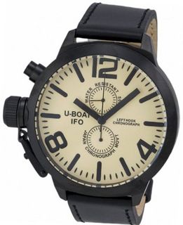 LIMITED EDITION! U-boat Left Hook IFO Chronograph Black PVD Steel Beige Dial 7249