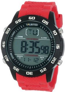 UNLISTED WATCHES UL1238 City Streets Black Case Digital Dial Red Black Strap