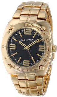 uUnlisted Watches UNLISTED WATCHES UL1247 City Streets Yellow Gold Case and Bracelet Black Dial 