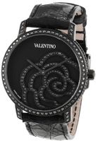 Valentino V41SBQ6709SSA09 Rose Black Diamond Bezel and Dial Crocodile Leather