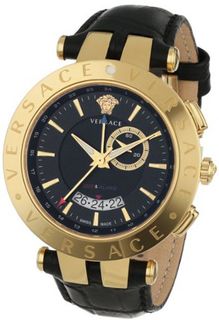Versace 29G70D009 S009 V-RACE Round Yellow Gold Ion-Plated Stainless Steel GMT Alarm Date