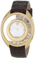 Versace 86Q701MD497 S497 Destiny Spirit Gold IP Case Floating Spheres in Glass Bezel Mother-of-Pearl Dial Brown Galuchat Leather Diamond