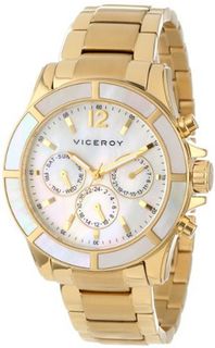 Viceroy 47688-95 Visept12 Yellow Gold Ion-Plated Stainless Steel Mother-Of-Pearl Dial Dual Time