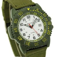 Viliysun-Military Army Green Canvas Quartz Hour Analog Date Dial Sport Wrist