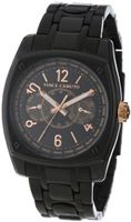 Vince Camuto VC/1018BKBK The Lieutenant Rose Gold-Tone Accented Multi-Function Black Ionic-Plated