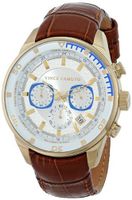 Vince Camuto VC/1043WTGP The Admiral Dress Chronograph Gold-Tone Brown Leather Strap