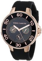 Vince Camuto VC/5108RGBK Rose Gold-Tone Multi-Function Black Silicone Strap
