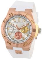 Vince Camuto VC/5110RGWT Rose Gold-Tone Case Multi-Function Dial White Silicone Strap