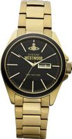 Vivienne Westwood Camden Lock Quartz with Black Dial Analogue Display and Gold Stainless Steel Bracelet VV063GD