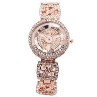 WEIQIN Bling Crystal Rotating Dial Mother of Pearl Lady Rose Gold Bracelet Quartz WQI040