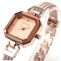 WEIQIN Rose Gold Crystal  Slim Bracelet Bangle Octangle Dial Quartz Wrist WQI036