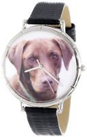 uWhimsical Watches Whimsical es T0130011 Chocolate Labrador Retriever Black Leather And Silvertone Photo 