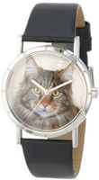 Whimsical es Kids' R0120051 Classic Maine Coon Cat Black Leather And Silvertone Photo