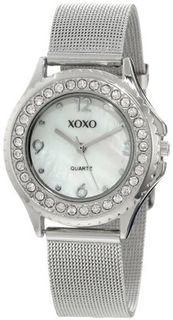XOXO XO5550 Silver-Tone Mesh Bracelet Rhinestones Accent
