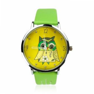 ZLYC Cute Owl Dial Quartz Wrist Light Green