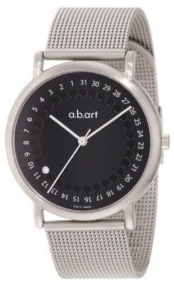 a.b. art KLD102B Series KLD Stainless Steel Swiss Quartz Date, Black Dial and Mesh Metal Bracelet
