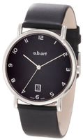 a.b. art KLD108 Series KLD Stainless Steel Swiss Quartz Date, Black Dial and Leather Strap