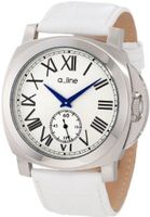 a_line 80007-02-WH Pyar Silver Textured Dial White Leather