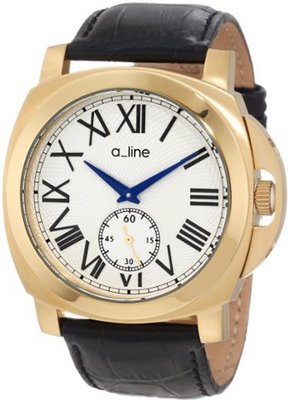 a_line 80007-YG-02-BK Pyar Silver Textured Dial Black Leather