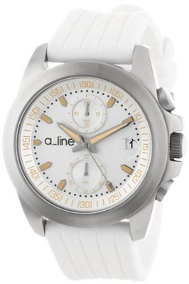a_line 80010-02-WH Aroha Chronograph Silver Dial White Silicone