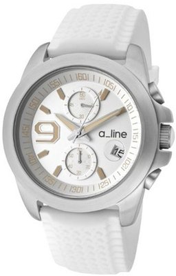 a_line 80011-02-WH Aroha Chronograph Silver Dial White Silicone