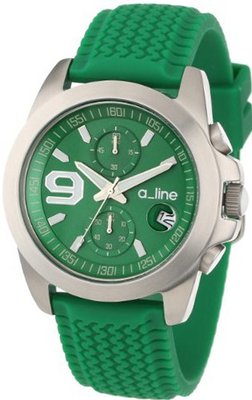 a_line 80011-08-GN Aroha Chronograph Green Dial Green Silicone