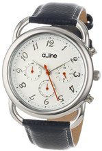a_line 80012-02-BU Maya Chronograph Silver Dial Dark Blue Leather