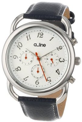 a_line 80012-02-BU Maya Chronograph Silver Dial Dark Blue Leather