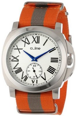 a_line AL-80007-02-OR-NS1 Pyar Silver Textured Dial Orange and Grey Nylon