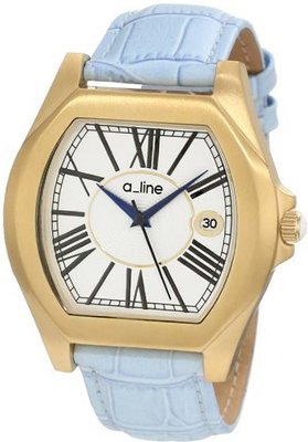 a_line AL-80008-YG-02-LB Adore Silver Dial Light Blue Leather