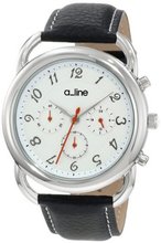 a_line AL-80012-02BK Maya Chronograph Silver Dial Black Leather