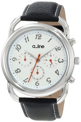 a_line AL-80012-02BK Maya Chronograph Silver Dial Black Leather