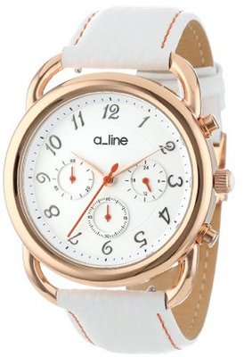 a_line AL-80012-RG-02-WH-SSET Maya Chronograph Silver Dial White Leather