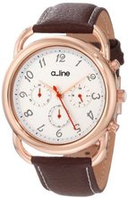 a_line AL-80012-YG-02-BR Maya Chronograph Silver Dial Brown Leather