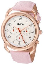 a_line AL-80012-YG-02-PN Maya Chronograph Silver Dial Light Pink Leather