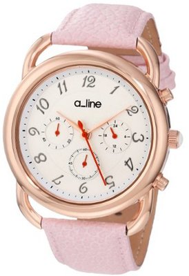 a_line AL-80012-YG-02-PN Maya Chronograph Silver Dial Light Pink Leather