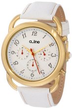 a_line AL-80012-YG-02-WH Maya Chronograph Silver Dial White Leather