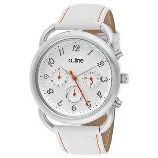 a_line Maya 80012-02-WH-SSET 43mm Gold Plated Stainless Steel Case White Leather Mineral