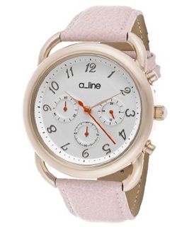 Maya Chronograph Silver Dial Pink Genuine Leather