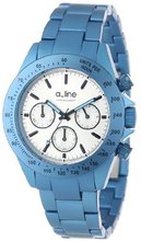 uA-Line a_line AL-20050-LBU-SL Amore Chronograph Silver Dial Blue Aluminum 
