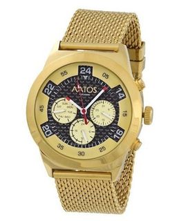 Aatos Automatic Gold Plated Stainless Steel Carbon Fiber Face Black Dial WedusGGB