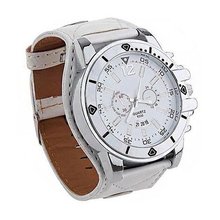 Absolute Fashion White Wide Leather Strap with Large Dial Quartz Wrist