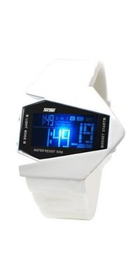 Absolute LED Jet Wrist es Digital  Sports Stainless-steel with Back Light / Females Dress Silicone Wristes (White)
