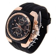 Absolute Vogue V6 Golden Case Quartz Silicone Fashion wrist band for  - luxury wrist es (GOLD)
