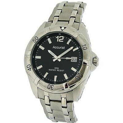 Accurist Gents Black Dial Calendar Bracelet Strap MB840B
