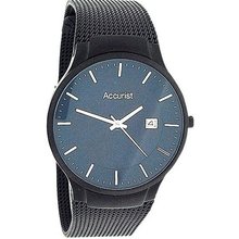 Accurist Gents Blue Dial Date Stainless Steel Black Mesh Bracelet MB902N