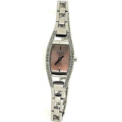 Accurist Ladies Analogue Pink Dial Silver Tone Crystal Bracelet LB1028P