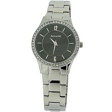 Accurist Ladies Black Dial Stone Set bezel Stainless Steel Strap LB649GR