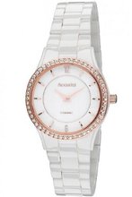 Accurist Ladies Crystal Set White Ceramic Bracelet With Rose Gold Lb1751W